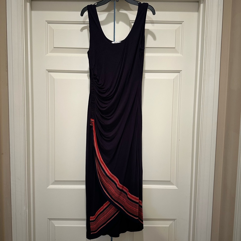 Navy sleeveless knit midi dress